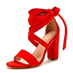 NIB orange red lace up high heel sandals